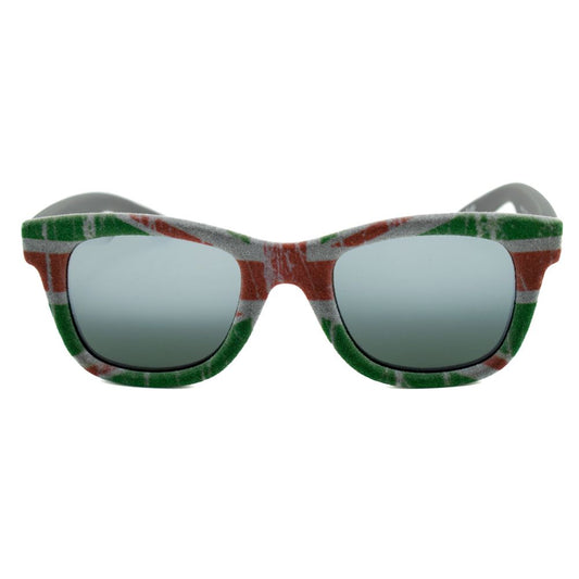 Italia Independent Bicolor Acetate Sunglasses with gray green lenses and Swiss Quartz skin strap, front view.