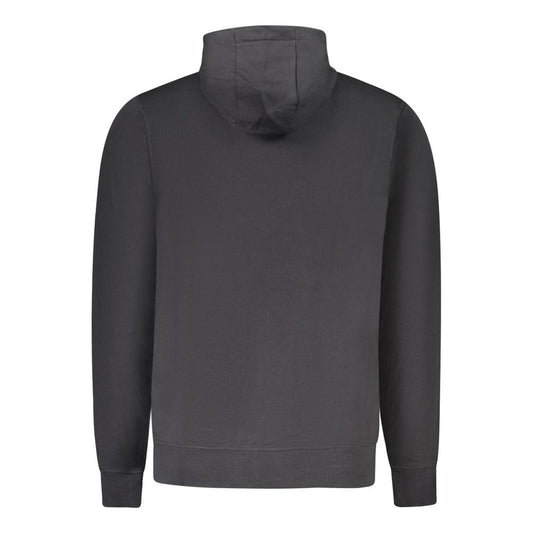 North Sails Black Cotton Sweatshirt, long-sleeved hooded with central pocket and logo.