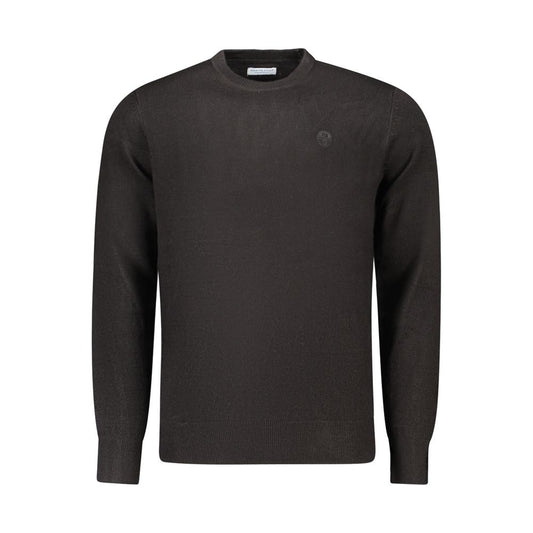 North Sails Black Nylon Sweater with logo embroidery, long-sleeved crew neck design