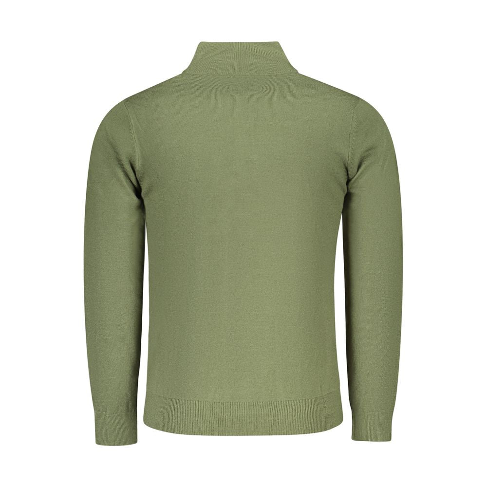 North Sails Green Nylon Sweater, long-sleeved with half zip and embroidered logo, back view.