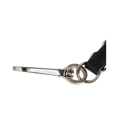 Dolce & Gabbana Black Leather Silver Chain Bag Accessory Shoulder Strap