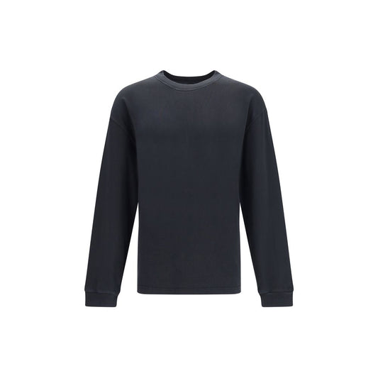 Dolce & Gabbana Black Cotton Sweatshirt with long sleeves and crew neck, featuring ribbed neckline, cuffs, and hem for a refined look.