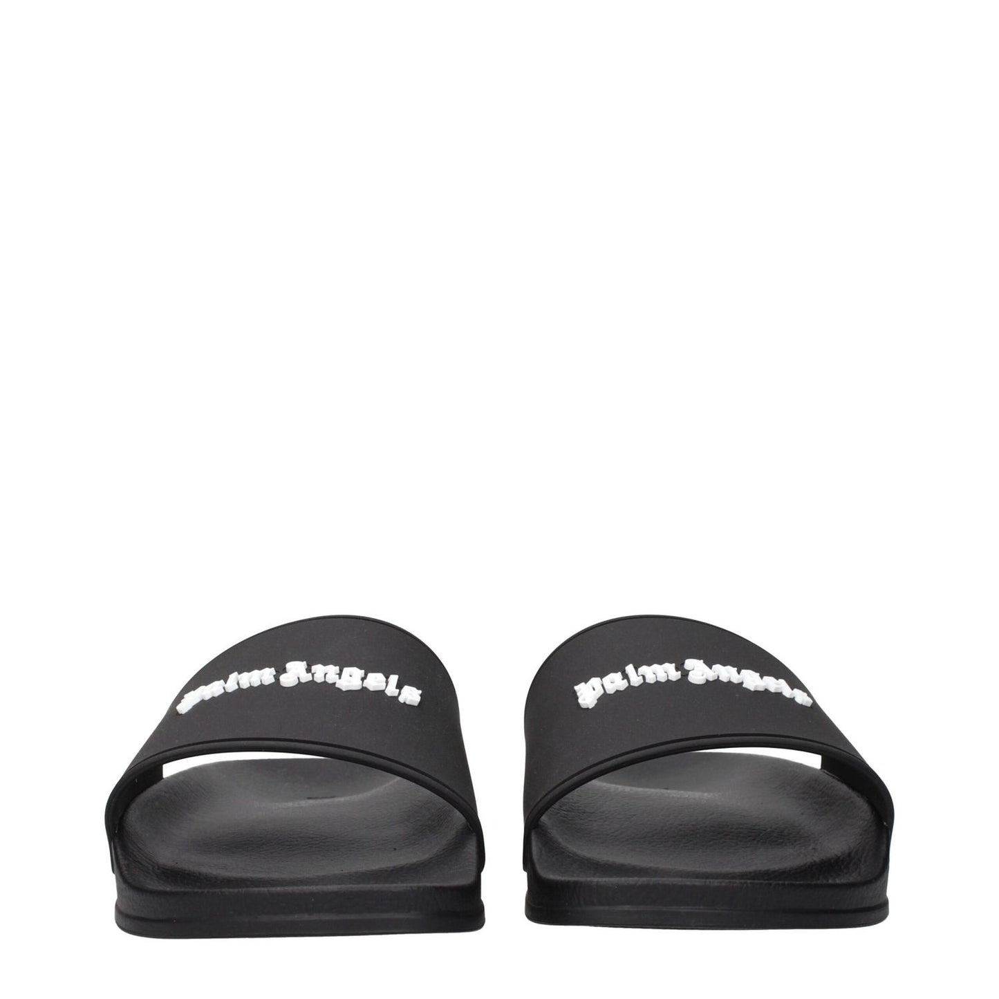 Palm Angels Black Cotton Slippers with front logo, MPN PMIC010MAT0011001, F84872, rubber material, designed by Palm Angels.