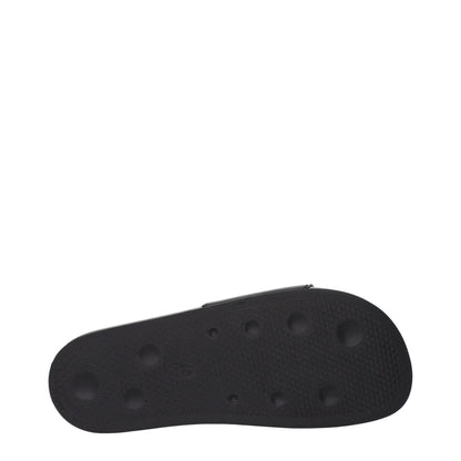 Sole view of Palm Angels Black Cotton Slippers with logo detail, featuring MPN PMIC010MAT0011001 in black rubber.