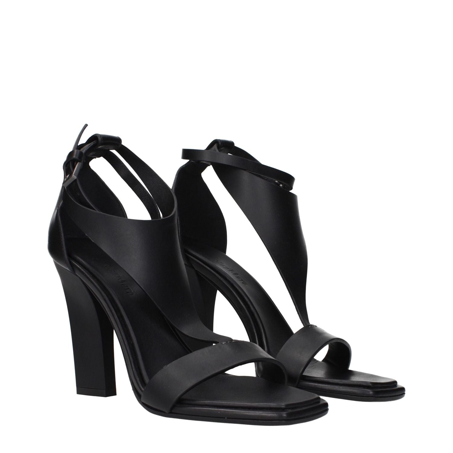 Max Mara Black Leather Stiletto Heel Sandals