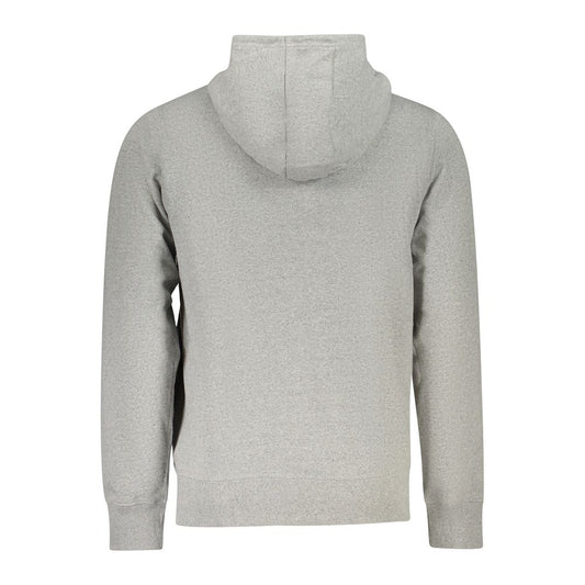 Back view of Accademia Militare Gray Cotton Men Hoodie showing hood and cuff details.