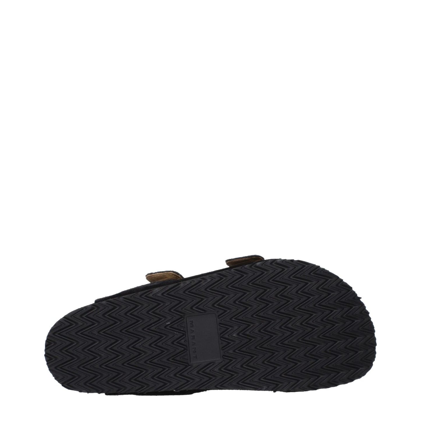 Bottom view of Isabel Marant Black Leather Slippers with rubber sole and buckle closure, MPN SD0001HBA2B02N01BK.