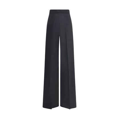 Max Mara Black Fleece Wool Casual Pants with high waist and straight hem, ideal for sophisticated wardrobe, AW25 collection.