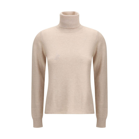 Max Mara Beige Wool Turtleneck with ribbed high neck and cuffs, elegant design for AW25.