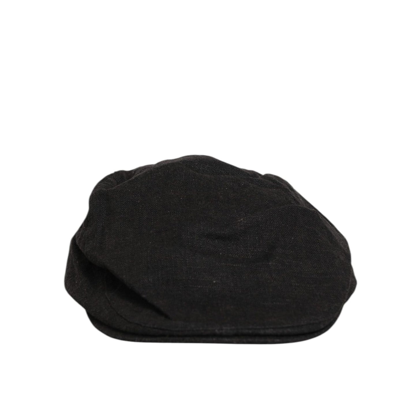 Dolce & Gabbana Black Cotton DG Logo Newsboy Cloth Capello Hat, vintage-style black hat, designer newsboy cap, classic cotton headwear