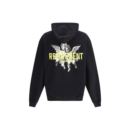 Jet Black Legacy Cherubs Hoodie, Represent Black Cotton Sweatshirt with back artwork and oversized fit.