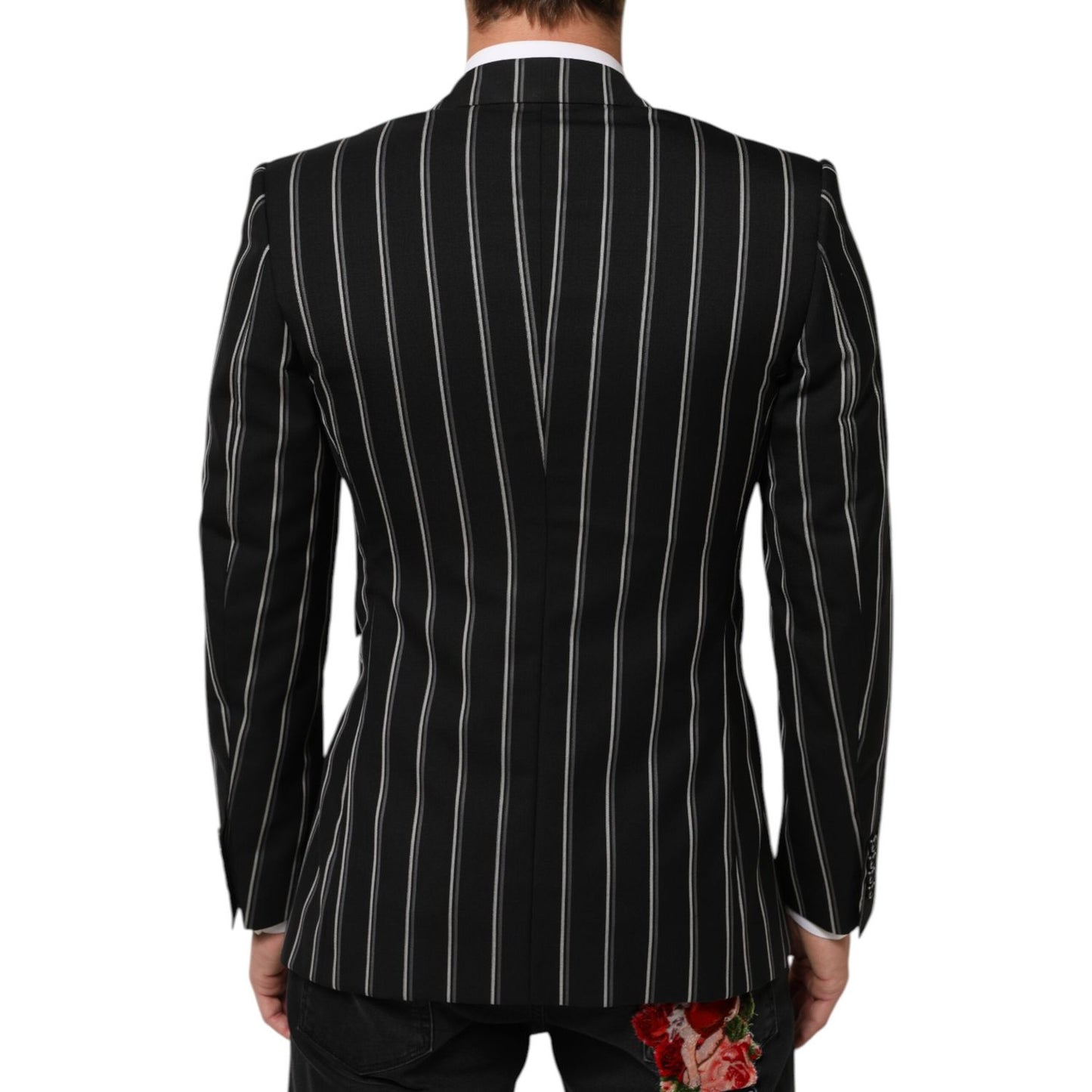 Dolce & Gabbana Black Stripes SICILIA 1 Button Suit Blazer