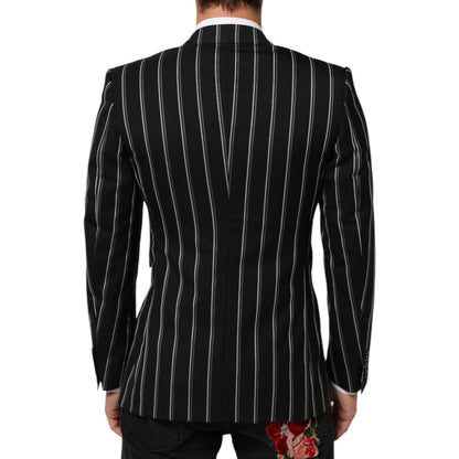 Dolce & Gabbana Black Stripes SICILIA 1 Button Suit Blazer