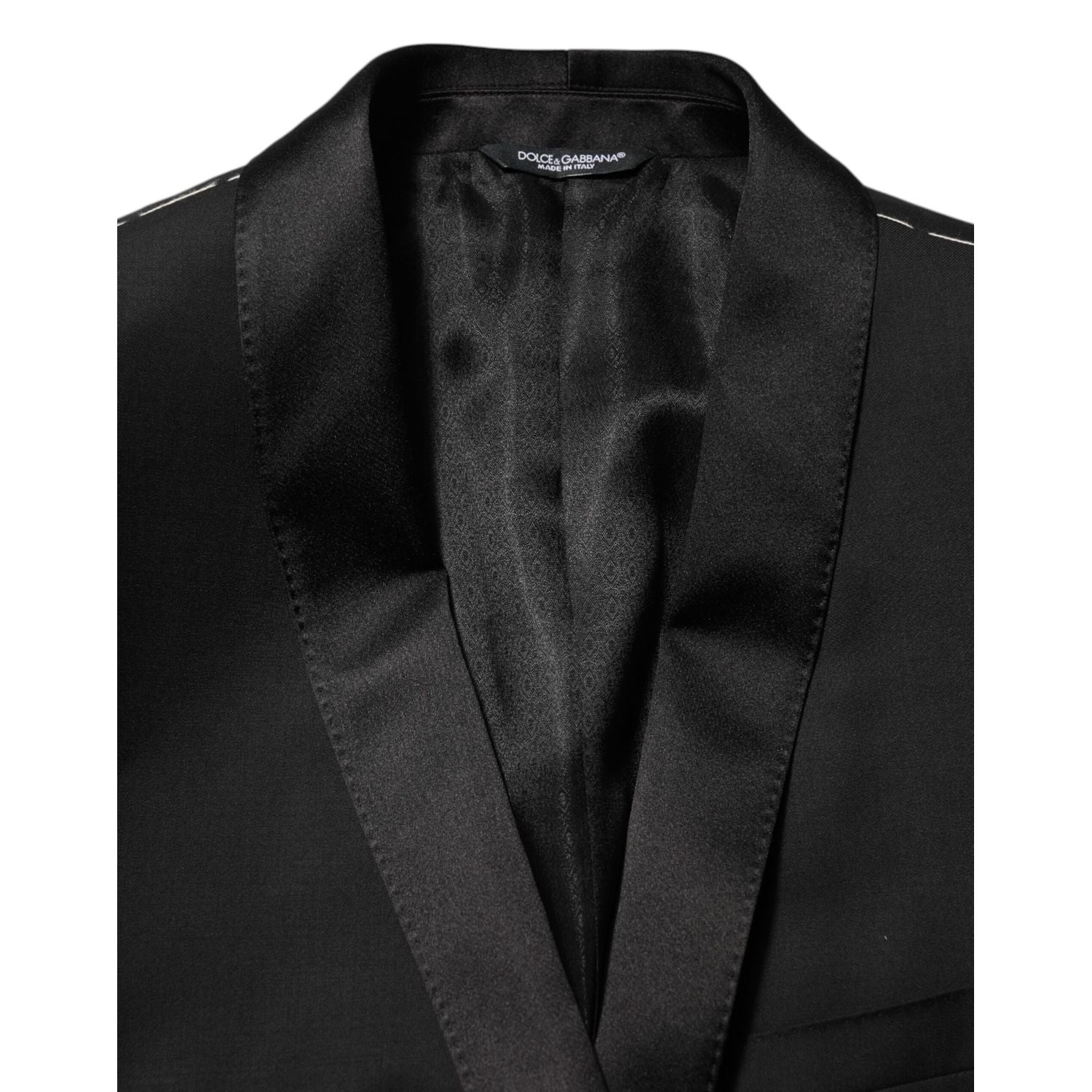 Dolce & Gabbana Black Wool GOLD 1 Button Men Suit Blazer