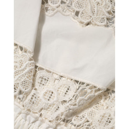 Dolce & Gabbana White Poplin Openwork Embroidery Tank Top