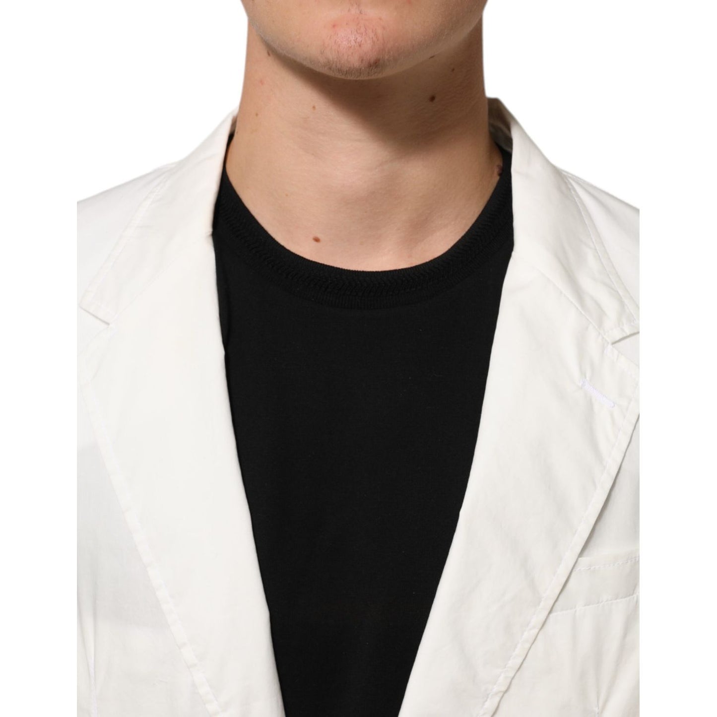 Dolce & Gabbana White Cotton 1 Button Men Suit Blazer