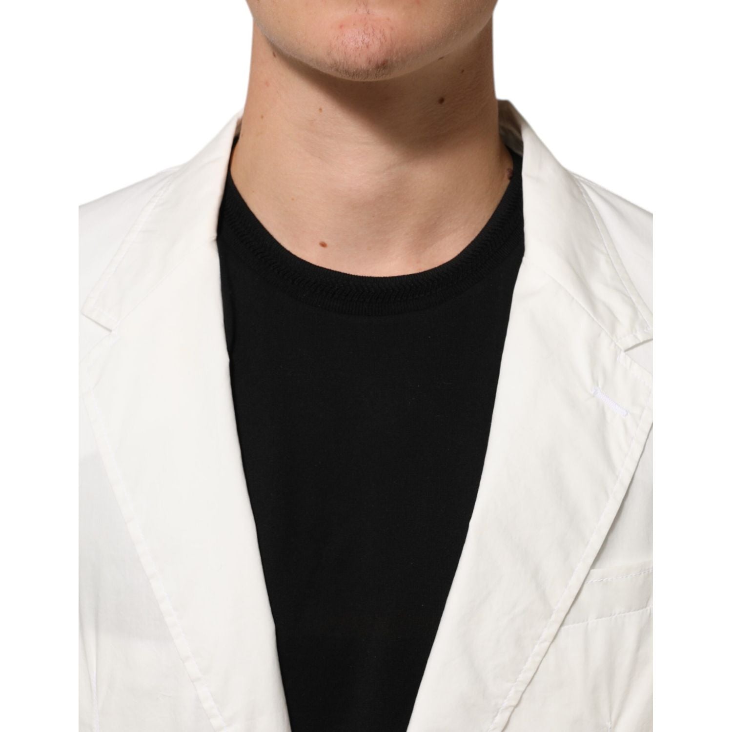 Dolce & Gabbana White Cotton 1 Button Men Suit Blazer