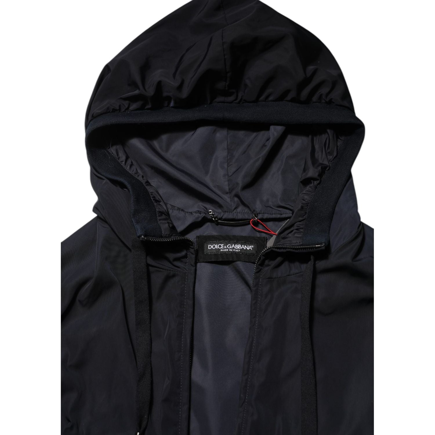 Dolce & Gabbana Blue Logo Tape Hooded Full Zip Bomber Jacket