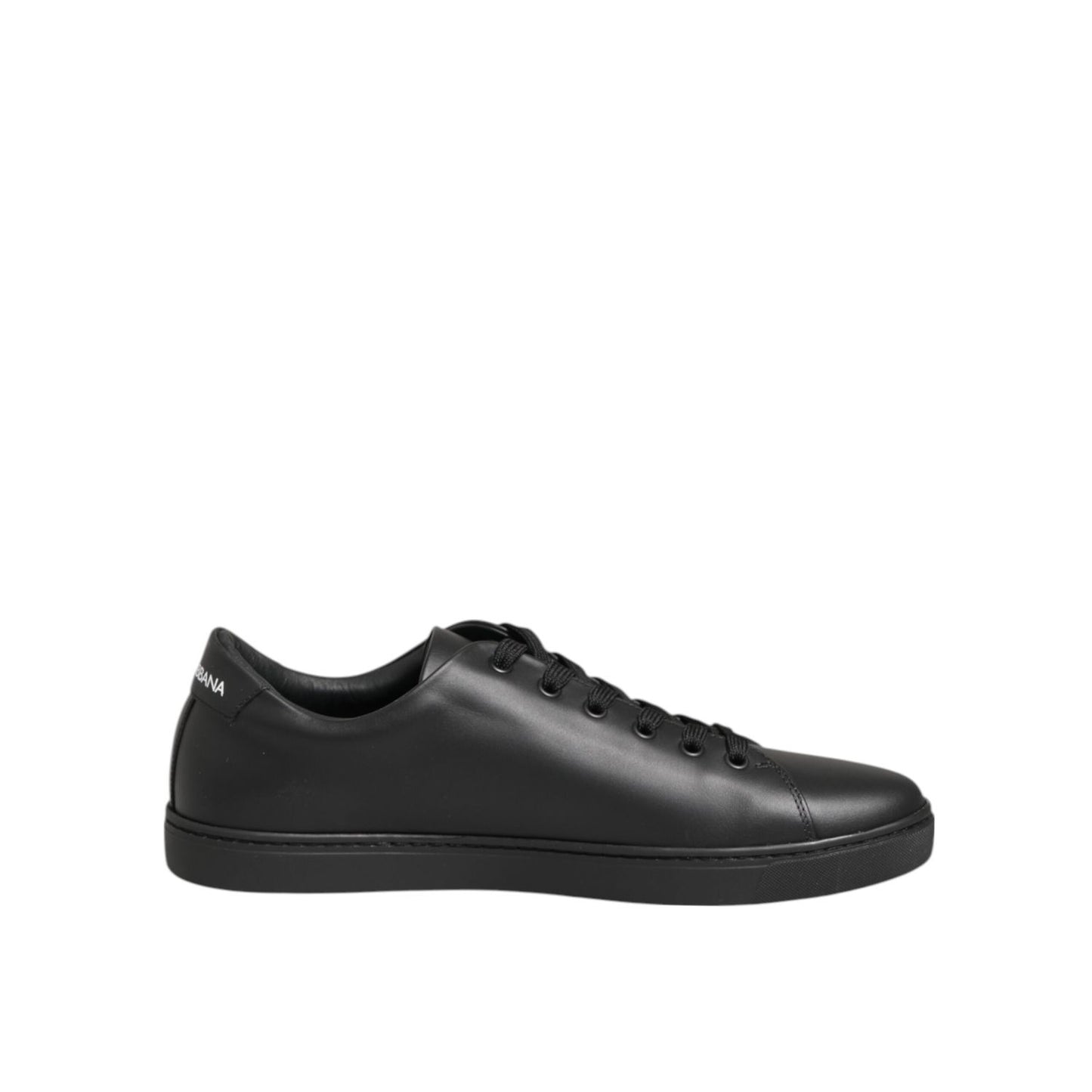 Dolce & Gabbana Black Leather Crystal Heart Sneakers Shoes
