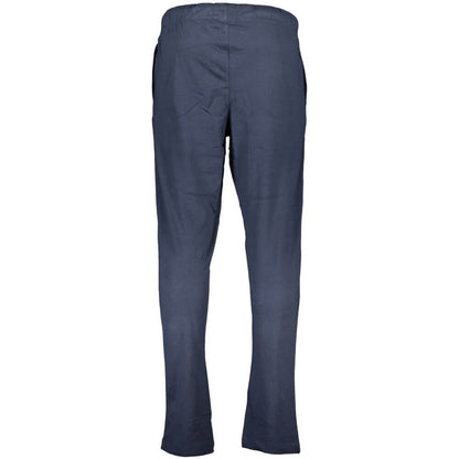 Gianmarco Venturi Blue Cotton Pant with elastic waist, laces, two pockets, contrasting details, and logo embroidery.