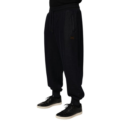 Dolce & Gabbana Black Cotton Blend Drawstring Jogger Jogger Pants