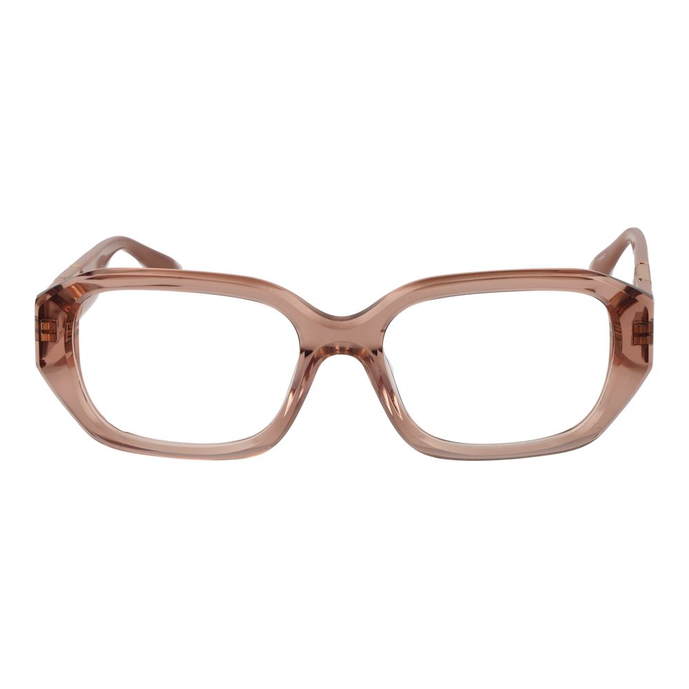 Trussardi Pink Acetate Glasses (Frames) for women, full-rim rose square design with demo plastic lenses, spring hinge, size 52-17-145.