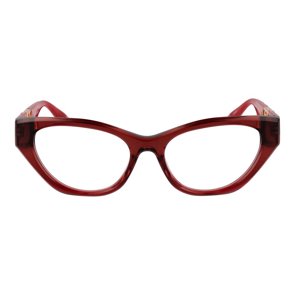 Trussardi Red Acetate Glasses (Frames) for women in cat eye style with full-rim acetate frame, demo lenses, 53-17-145 size.