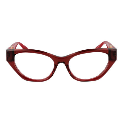 Trussardi Red Acetate Glasses (Frames) for women in cat eye style with full-rim acetate frame, demo lenses, 53-17-145 size.