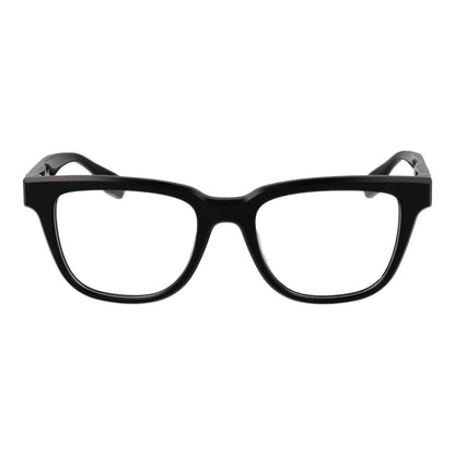 Trussardi Black Acetate Glasses (Frames) for men, full-rim rectangle style, black acetate frame, demo lenses, spring hinge included.
