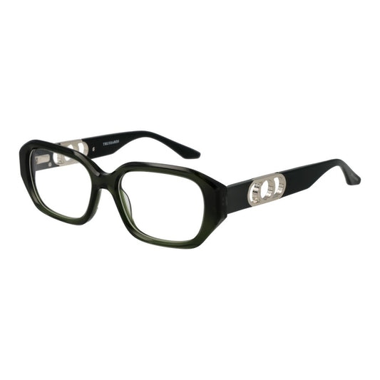 Trussardi Green Acetate Glasses (Frames), full-rim style for women, green frame and demo lenses in a branded case.
