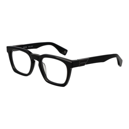 Police Black Cellulose Acetate Glasses (Frames) in full-rim square style with black color, designed for men.