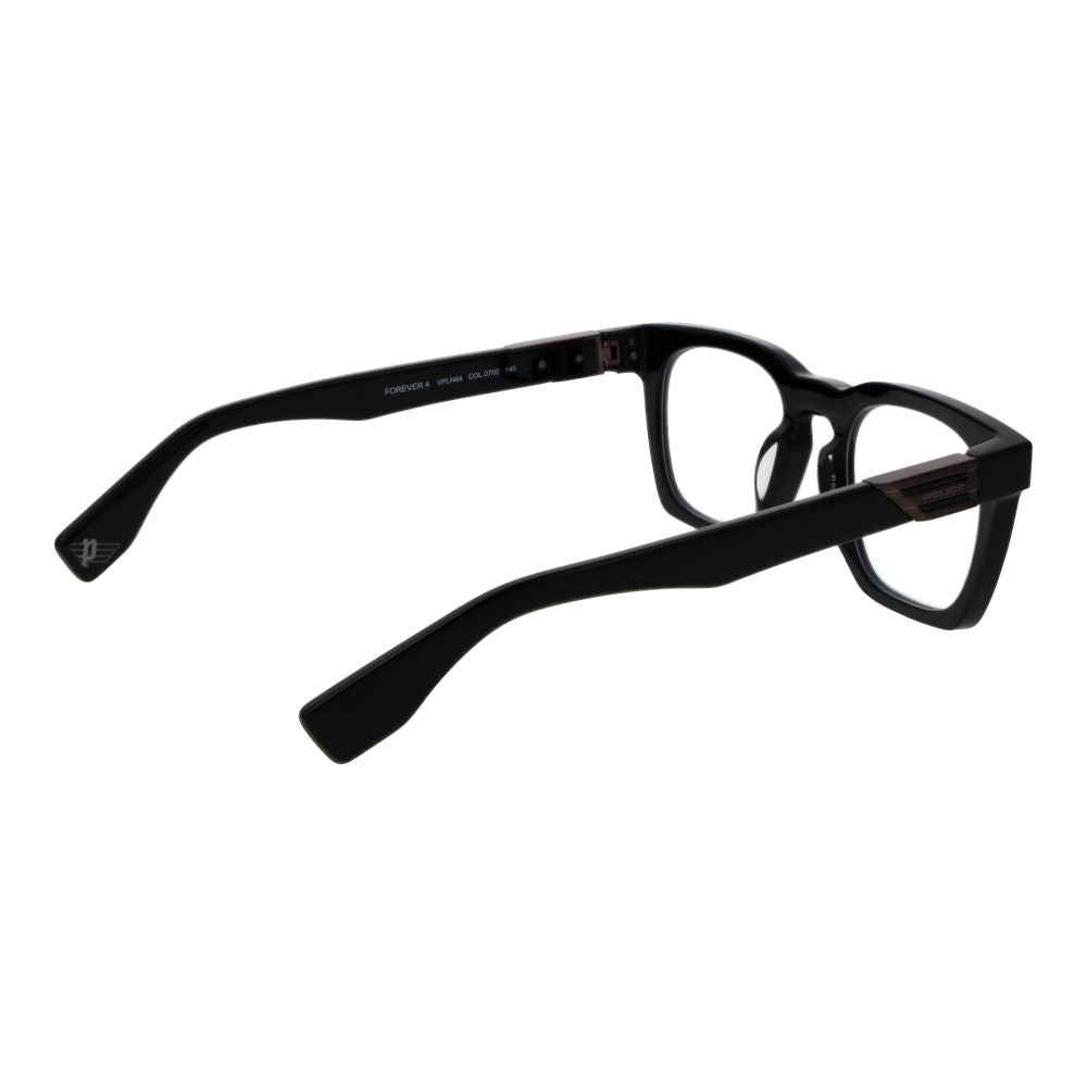 Police Black Cellulose Acetate Glasses (Frames) for Men with full-rim design, square style, black color, model size 51-22-145.