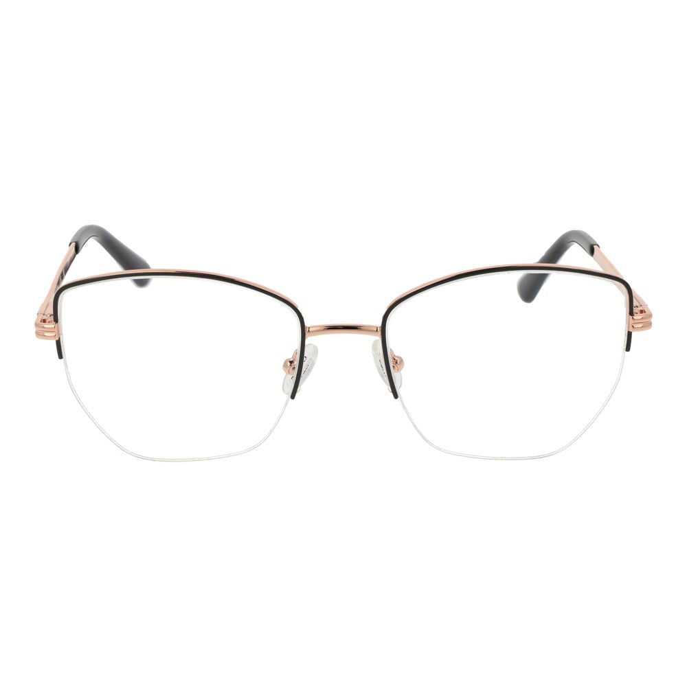 Guess Gray Metal Glasses (Frames) for women in half-rim style with grey metal frame, demo lenses, and rectangle shape.
