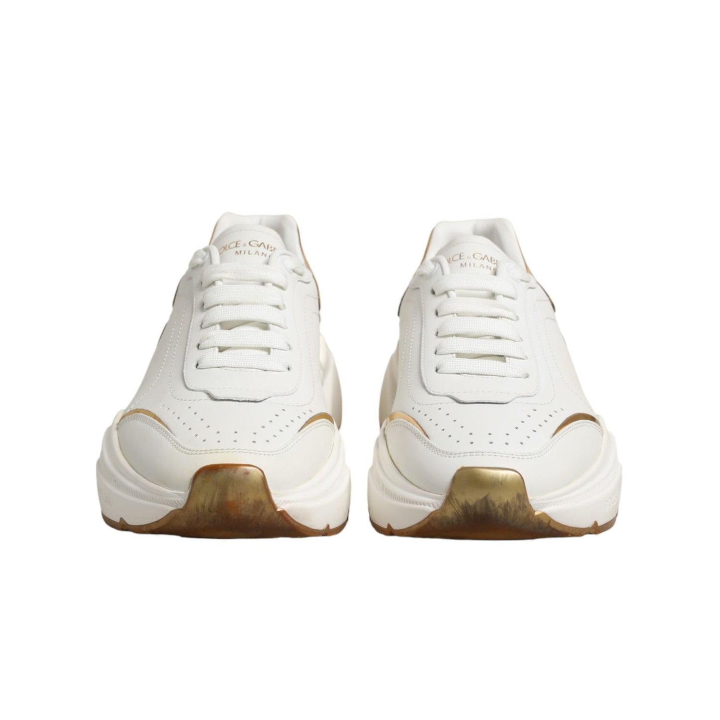 Dolce & Gabbana White Gold Daymaster Low Top Sneakers Shoes