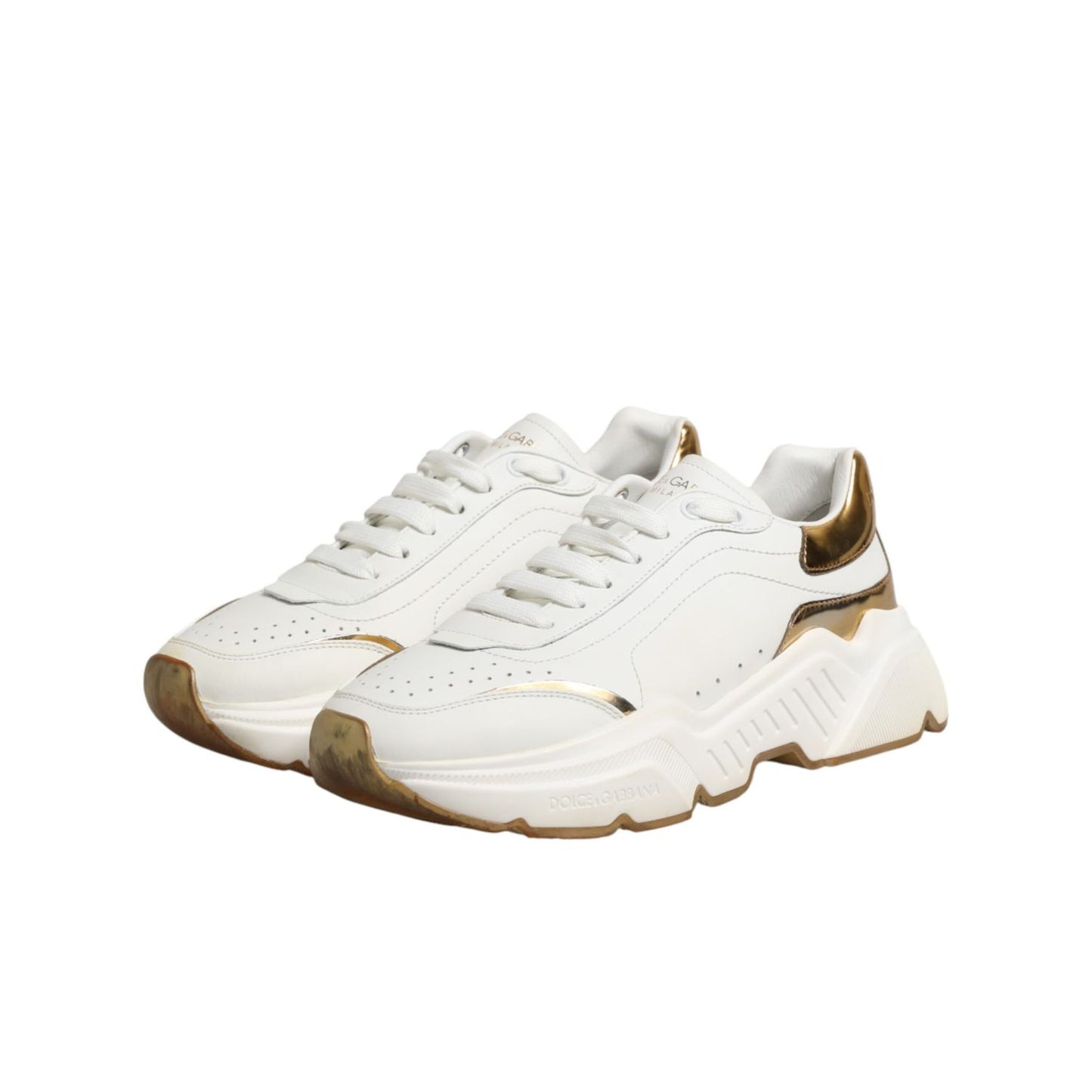 Dolce & Gabbana White Gold Daymaster Low Top Sneakers Shoes
