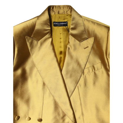 Dolce & Gabbana Gold Satin Long Sleeves Blazer Coat Jacket 1728,67345645728,Blazers - Suits & Blazers - Clothing,Clothing,Dolce & Gabbana,Gold,IT40|S,Jackets & Coats - Women - Clothing,Material: 100% Silk,Preowned / Defect,Suits & Blazers - Clothing,Women