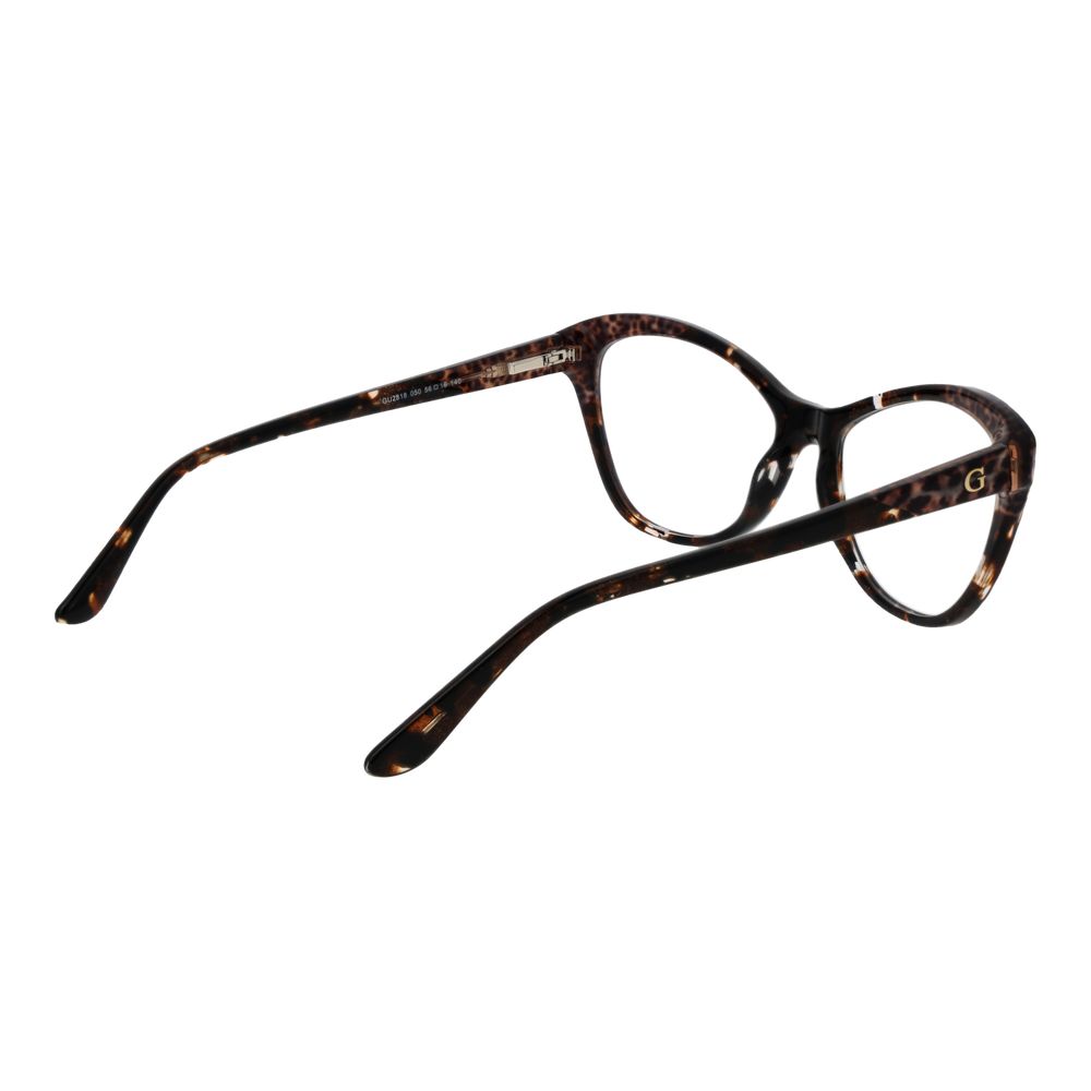 Guess Brown Acetate Glasses (Frames) for women with cat eye style, full-rim acetate frame, brown color, with branded case included.