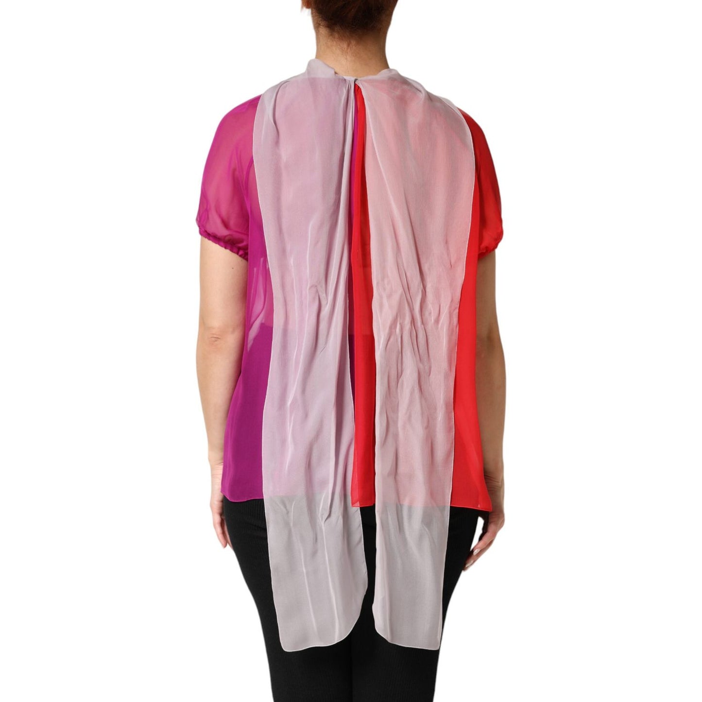 Dolce & Gabbana Multicolor Short Sleeves Silk Blouse Top