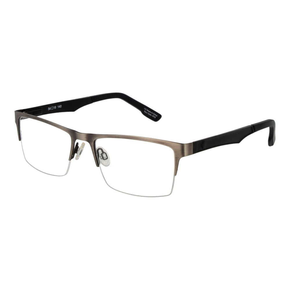 Spy Gray Plastic Glasses (Frames) for men in gunmetal color, half-rim plastic design, rectangle style with demo lenses, perfect for stylish looks.