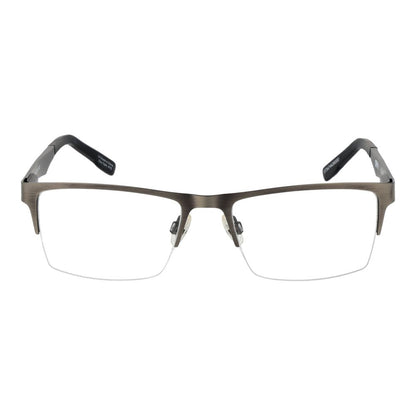 Spy Gray Plastic Glasses (Frames) for men in gunmetal color, half-rim style with rectangle shape and demo lenses, model size 54-18-140.