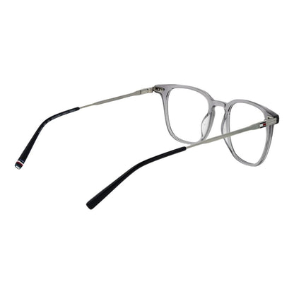Tommy Hilfiger Gray Acetate Glasses (Frames) for men, full-rim rectangle style, featuring grey acetate frame with demo lenses.