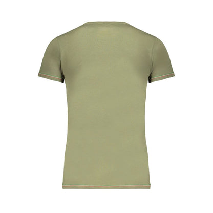 Rear view of Aeronautica Militare Green Cotton T-Shirt featuring short sleeves, crew neck, and contrast details.
