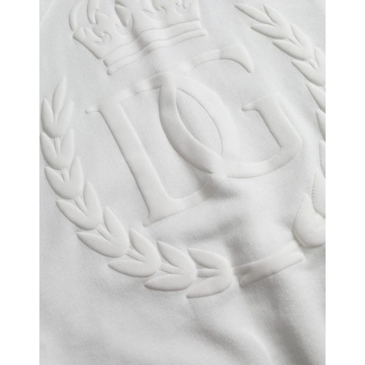 Dolce & Gabbana White Cotton Hooded Pullover Sweatshirt Men