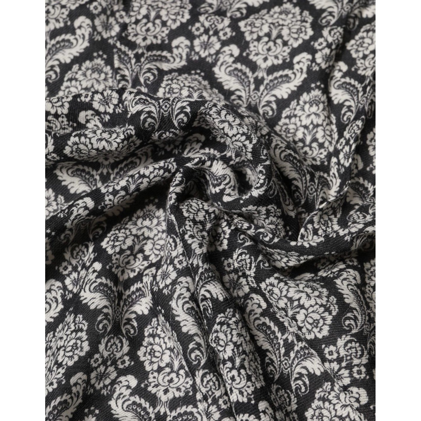 Dolce & Gabbana Black White Damask Patterned Lace Men Scarf