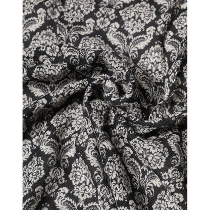 Dolce & Gabbana Black White Damask Patterned Lace Men Scarf