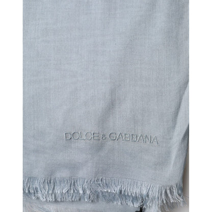 Dolce & Gabbana Light Blue Cashmere Knitted Shawl