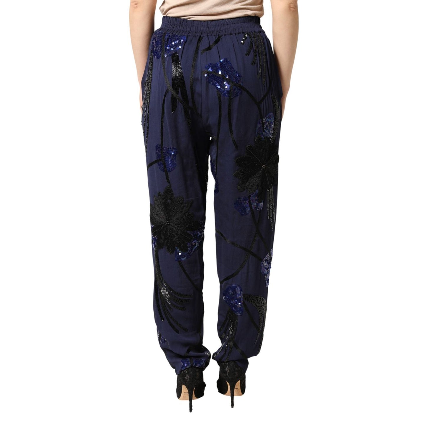 Christian Pellizzari Blue Sequined Tapered Trouser Pants