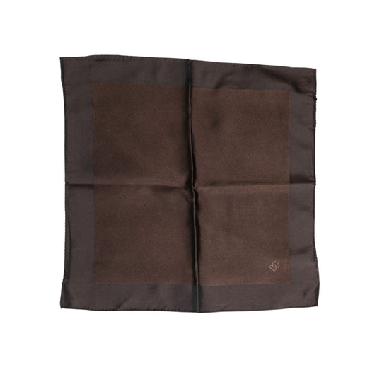 Dolce & Gabbana Brown Logo Silk Square Handkerchief Scarf