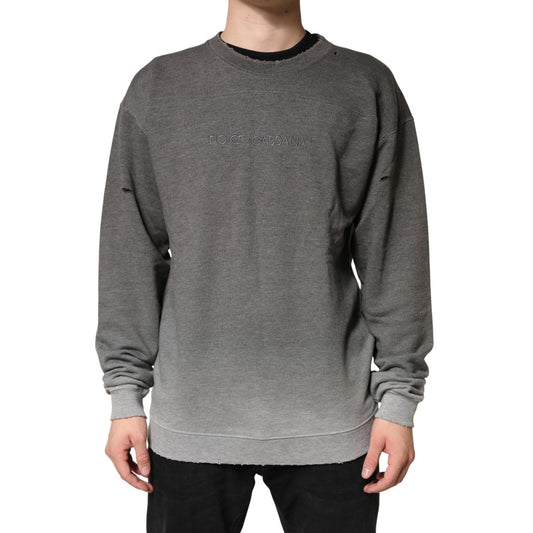 Dolce & Gabbana Gray Cotton Crew Neck Men Sweatshirt Sweater