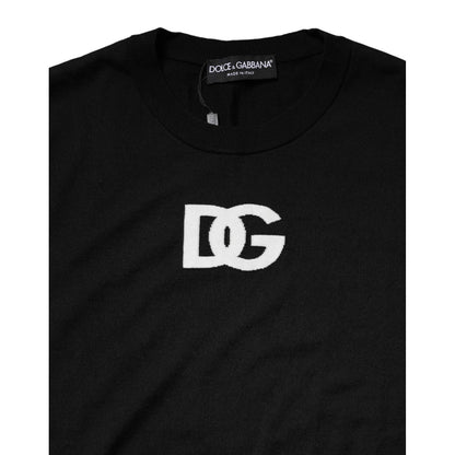 Dolce & Gabbana Black Wool DG Crew Neck Men Pullover Sweater